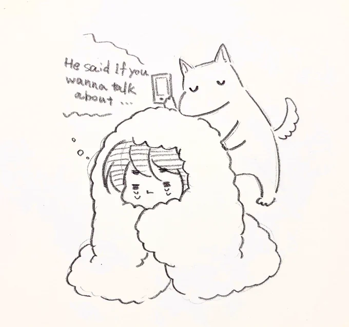 いぬさんが子守唄にKeep the Heat and Fire Yourself Up流してくれるって言ってたの面白かったので描いたけどムーミンか??? 