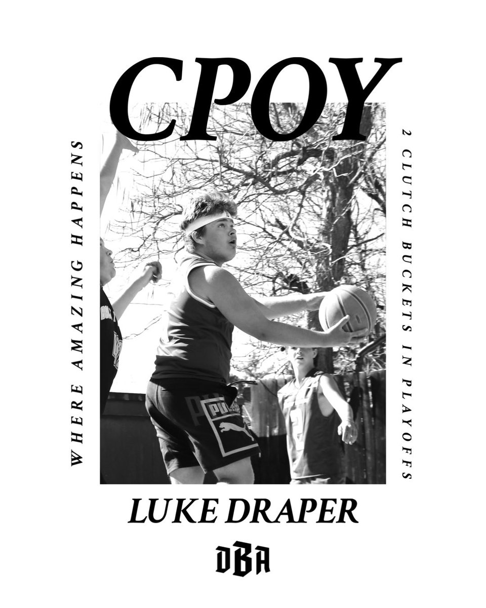 dunkballassoc's tweet photo. Luke Draper is the 2024 Clutch Player of the Year 🏀

Luke hit a buzzer beater and a clutch 3 late in the clock during the playoffs. He got buckets for his squad when they needed him most 💪 https://t.co/daBNwlpShu