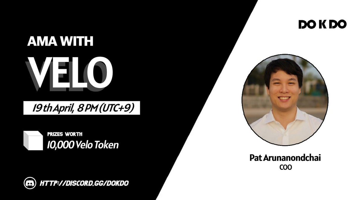 [DOKDO DAO X Velo AMA] 🎁10,000 Velo Token in AMA 📆DATE : 19th, April, 2023 ⏰TIME : 20:00 KST / 11:00 UTC 🏫Venue : discord.gg/dokdo 1️⃣ Follow @DOKDODAO @Dokdo_web3 @veloprotocol 2️⃣ LK l RT l TAG 3 Friends 3️⃣ Fill out the Form 👉forms.gle/H7jeEEg6LrfLqF…