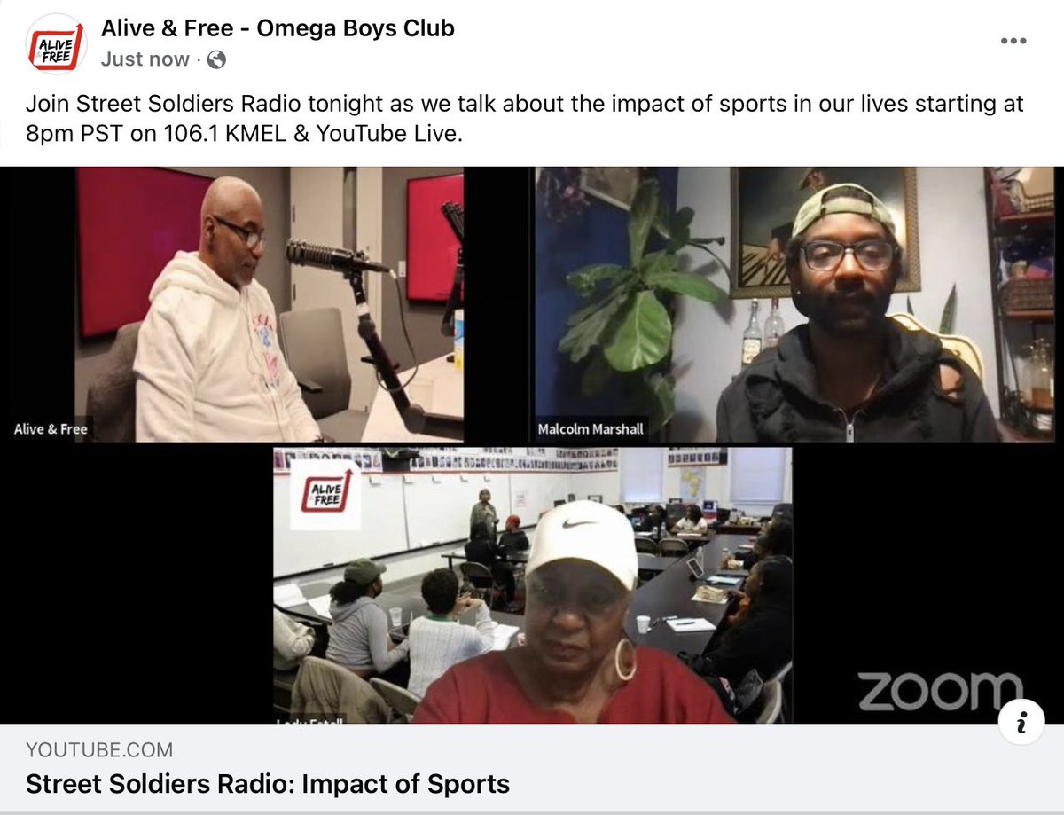 Join Street Soldiers Radio tonight as we talk about the impact of sports in our lives starting at 8pm PST on 106.1 KMEL & YouTube Live. youtube.com/watch?v=B1EFTV…