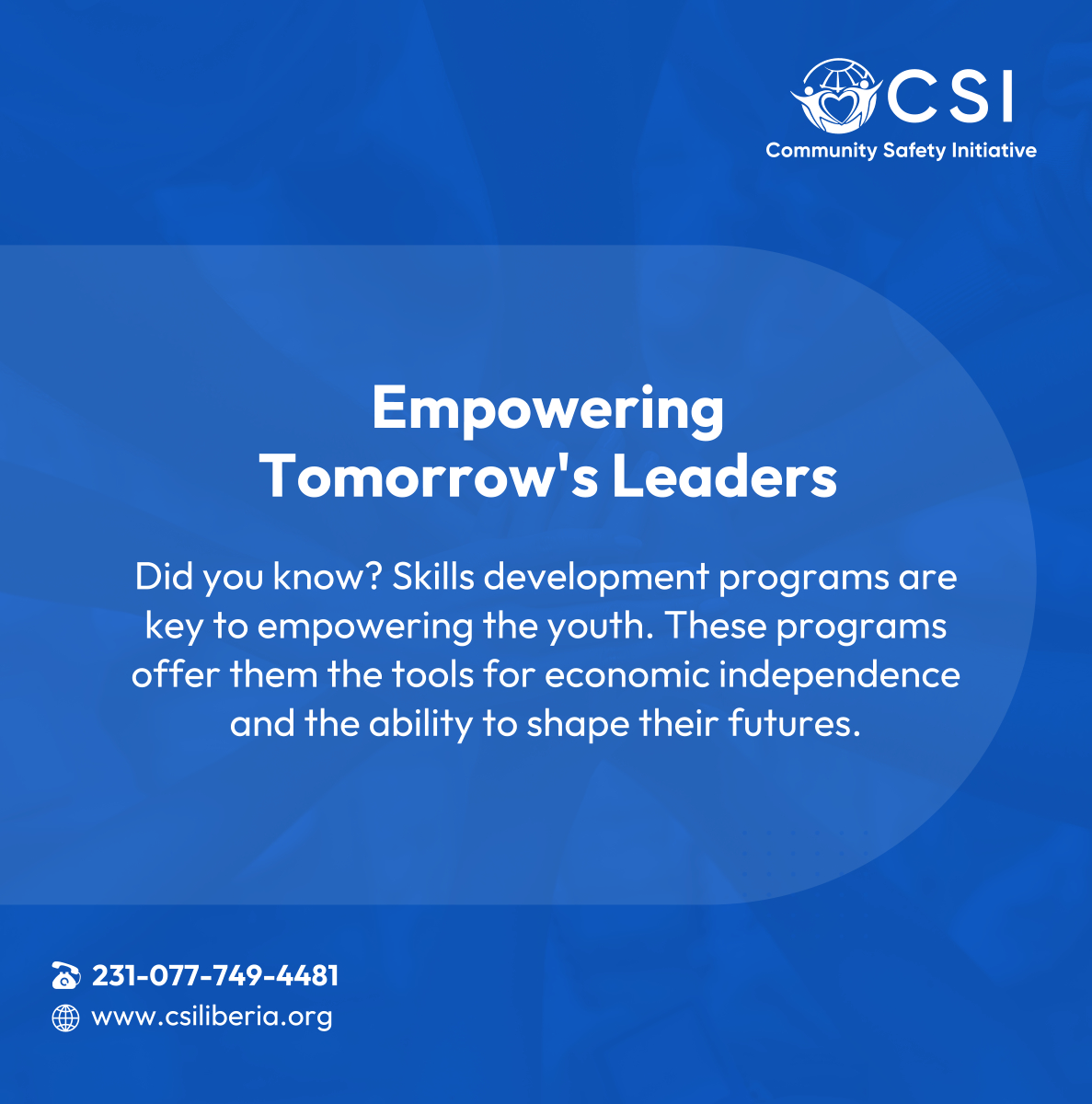 csiliberia's tweet photo. The strength of a community lies in the empowerment of its youth. Explore how skills development opens doors to opportunities, fueling economic independence and inspiring the next generation of leaders. 

#YouthEmpowerment #TomorrowsLeaders #SkillDevelopment https://t.co/6reZx5tARA