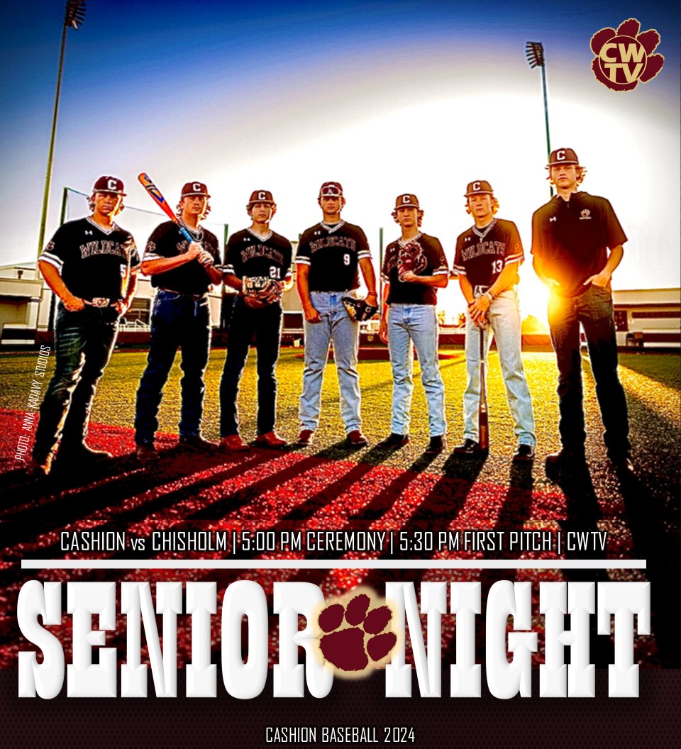 BASEBALL SENIOR NIGHT! Please come out tonight to celebrate this fantastic Cashion Senior Class of 2024 Ceremony Begins 5 PM | cashionwildcats.tv