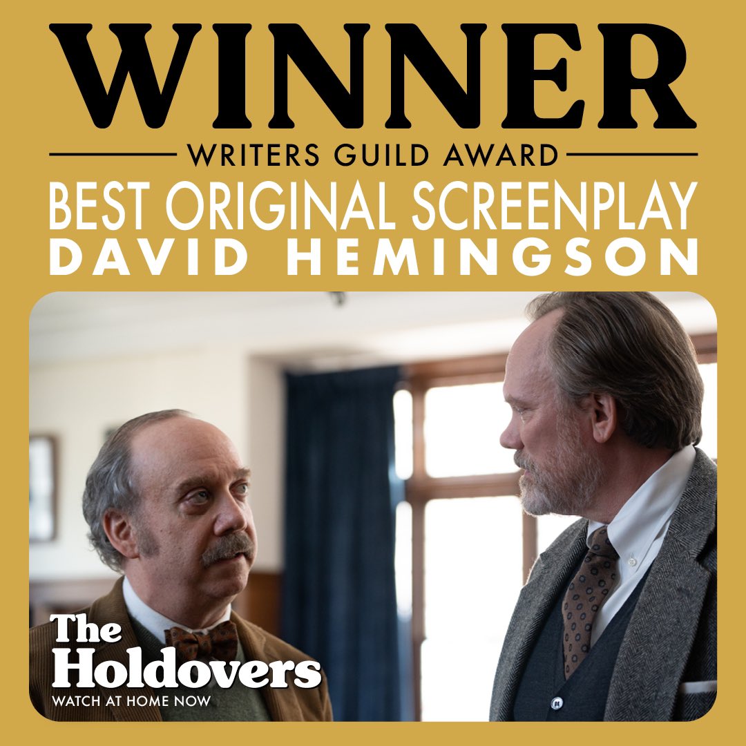 Congratulations to David Hemingson on his WGA Award win for Best Original Screenplay, #TheHoldovers!