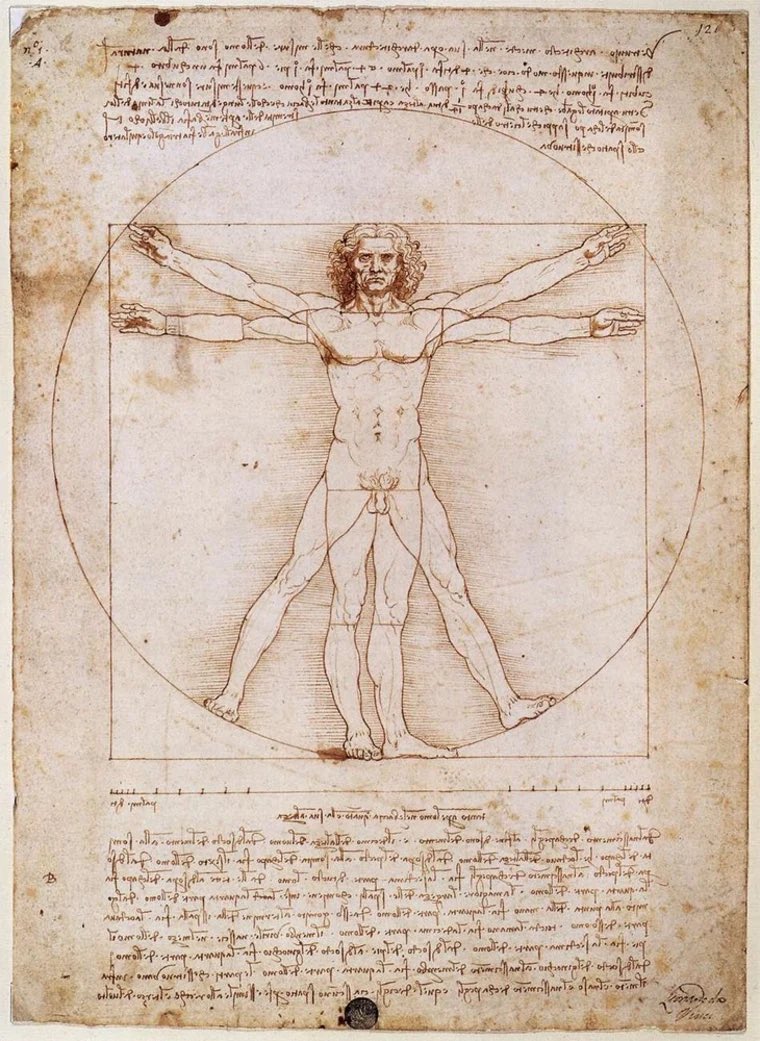 April 15 is the birthday of Leonardo da Vinci, one of the people in history (along with Aristotle, Franklin, von Neumann, who else?) who came closest to knowing the most about everything that was knowable at the time. His Vitruvian Man is, I think, a self portrait.