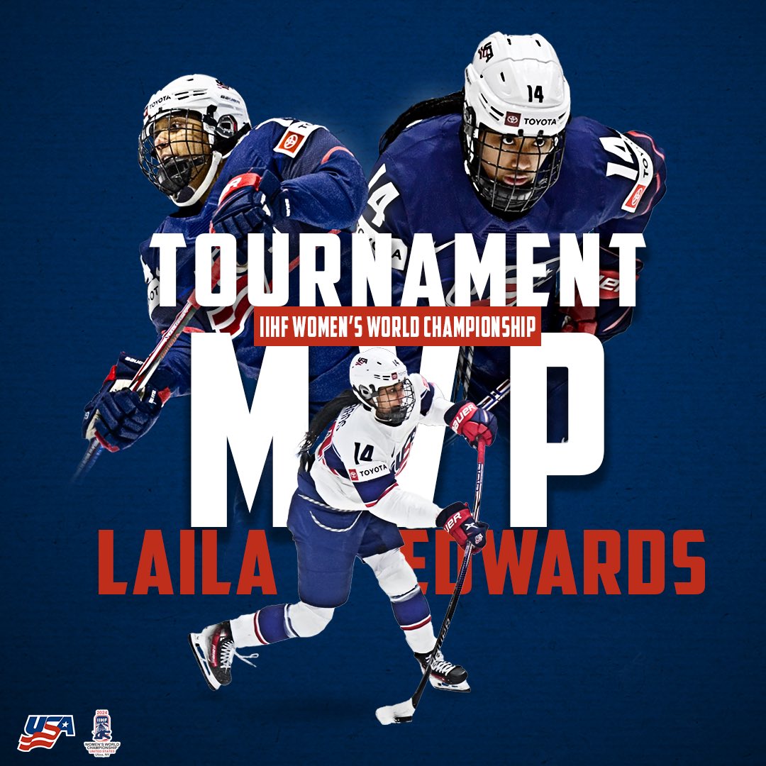 Give it up for your 2024 IIHF #WomensWorlds tournament MVP, Laila Edwards! 🇺🇸