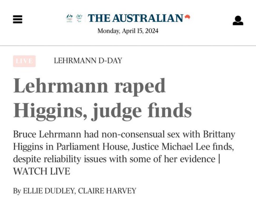 @parnellpalme Bruce Lehrmann is a rapist.