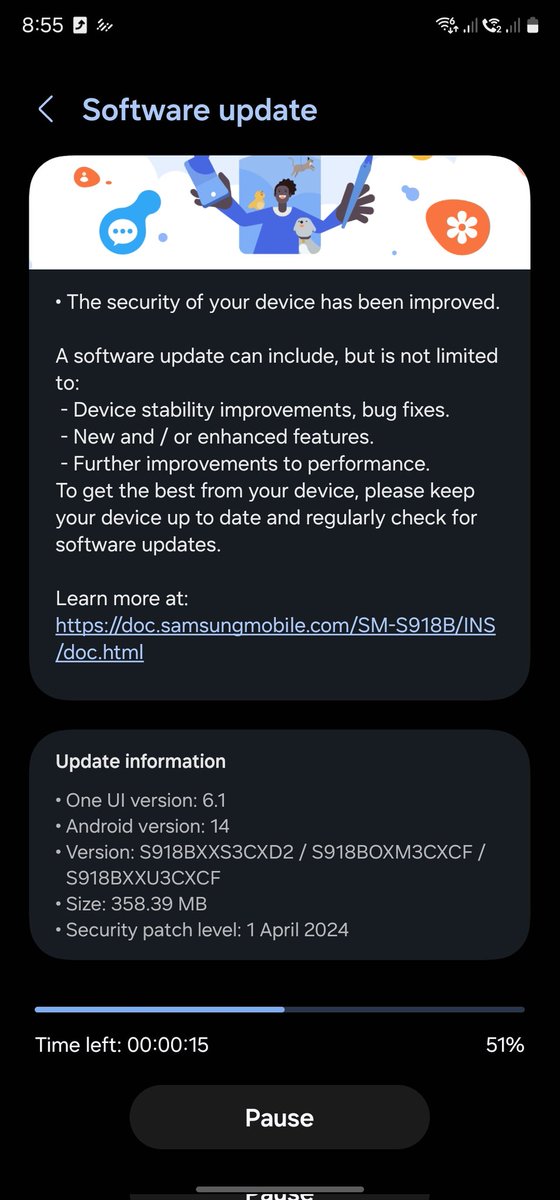 @tarunvats33 @theonecid @sondesix 
April update now out for Galaxy S23 series in India ❗❗ 🎉🎉🎉

Build CXCF
358.59 MB

Check your phones!!
#OneUI6 #Samsung #SamsungS24 #GalaxyS24Ultra #GalaxyS23 #GalaxyS23Ultra