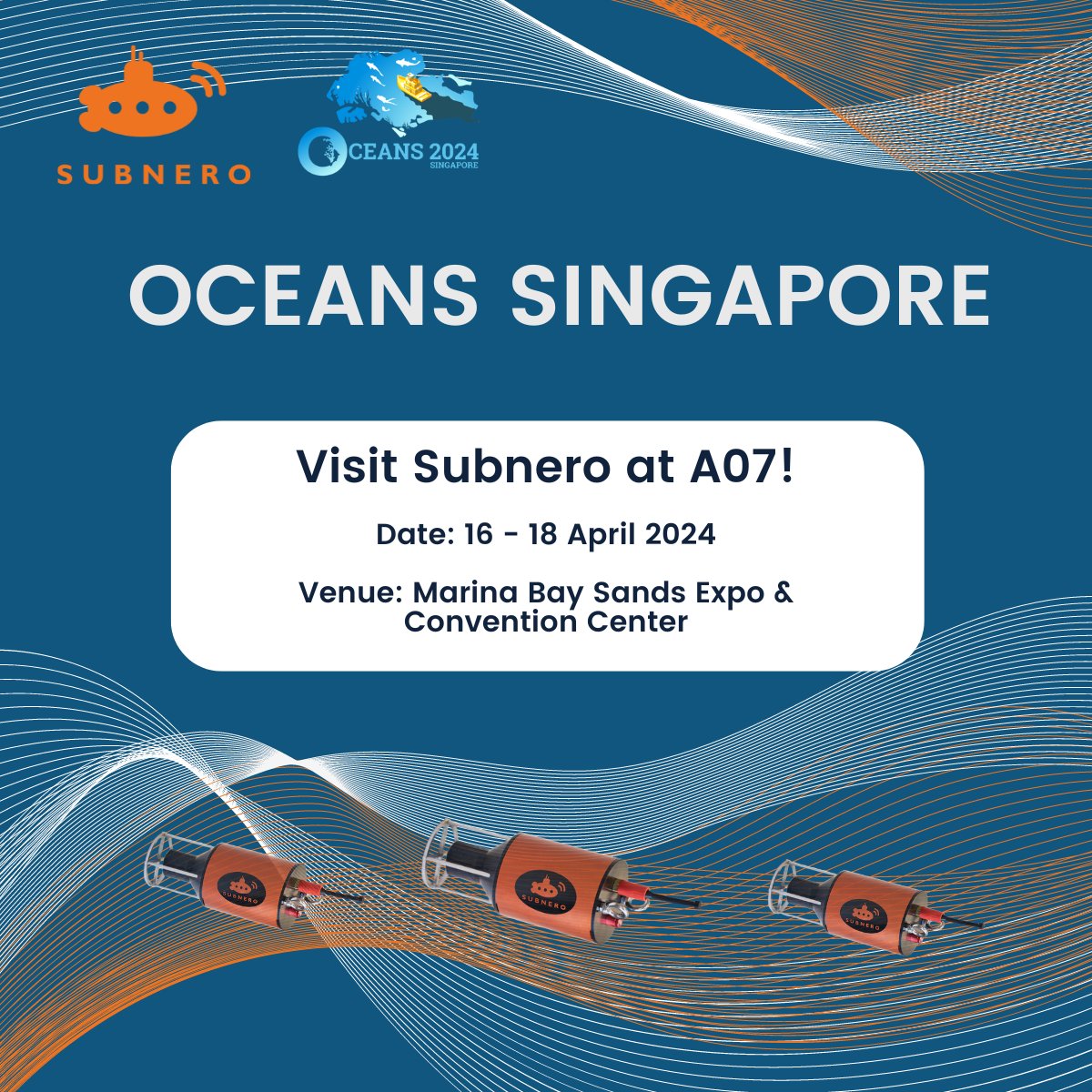 We are exhibiting at #OCEANS2024 Singapore. Come by our booth A07 from Apr 16-18 at MBS Expo &amp; Convention Hall, for the latest updates on our offerings, including the #S40H series of high-speed acoustic smart modems, &amp; an exclusive demo. See you there!