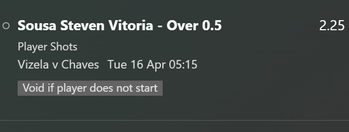🇵🇹 Liga Portugal

Steven Vitoria - Over 0.5 Shots

📊 L5 as a starter - 1,1,2,2,1 
✈️ L5 - 1,1,2,1,1

Looks to have missed a few games with injury, and has returned with some minutes last week. 

#soccertips #footballtips #shotsbets