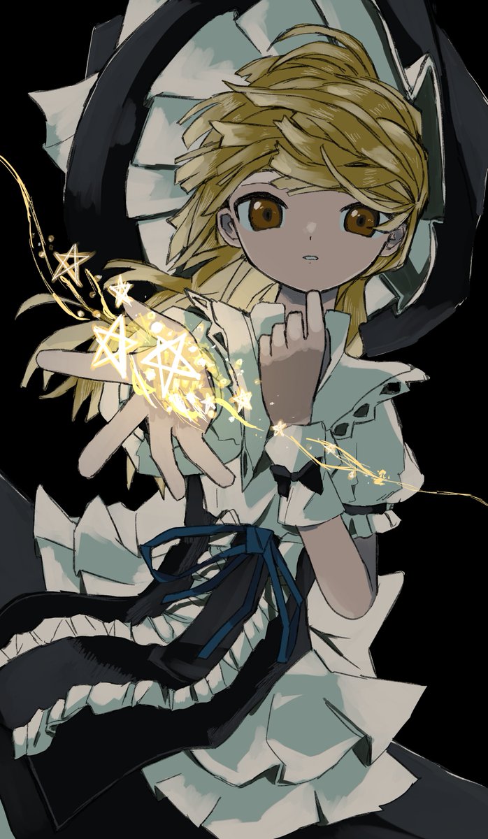 kirisame marisa 1girl solo long hair looking at viewer simple background shirt skirt  illustration images