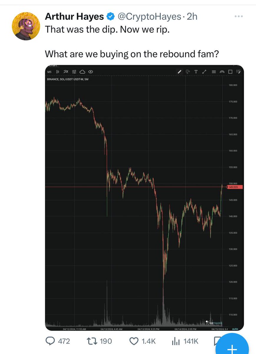 🔵Founder of BitMEX says “DIP IS OVER” now we “RIP HIGHER” 🚀

What do you think ?👀