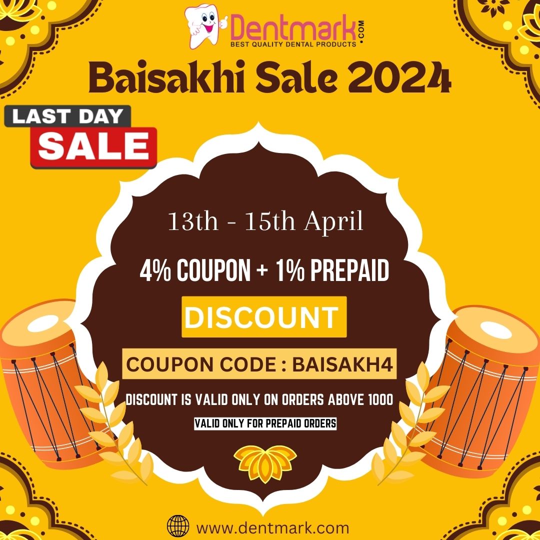Baisakhi Sale is Live today
4% Coupon Discount + 1% Prepaid Discount 
Coupon Code:- BAISAKH4
Discount is valid only on Orders Above 1000

#baisakhi #salesalesale #baisakhisale #dental #couponcode #2024 #dentmarkonline