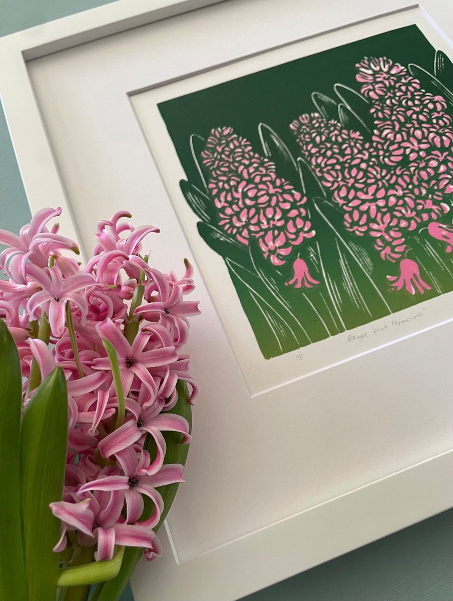 tomilkinadesign.etsy.com/listing/165205… #hyacinth #linoprint #linocut #printmaking #floralprint
