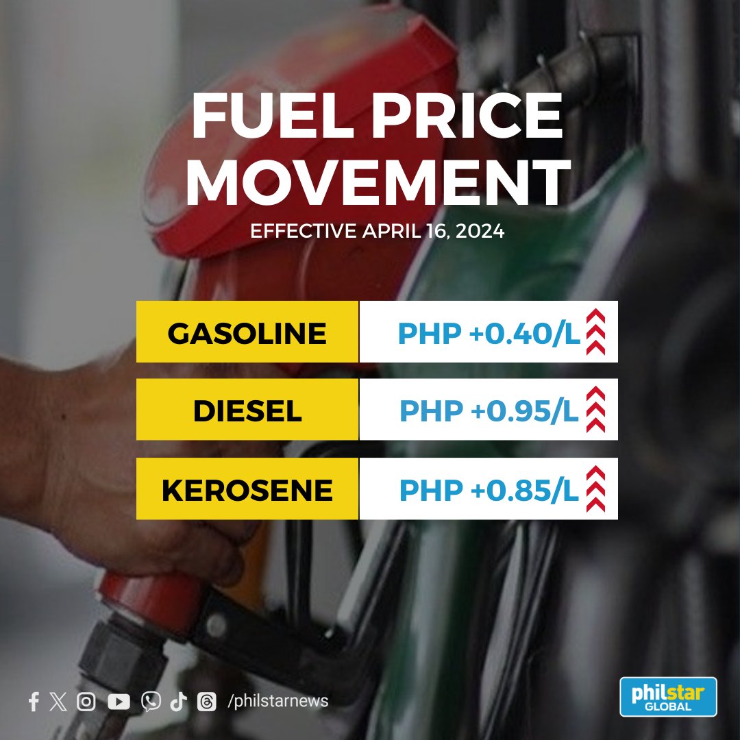 FUEL PRICE ADVISORY: The following price adjustments will be implemented on Tuesday, April 16, 2024.