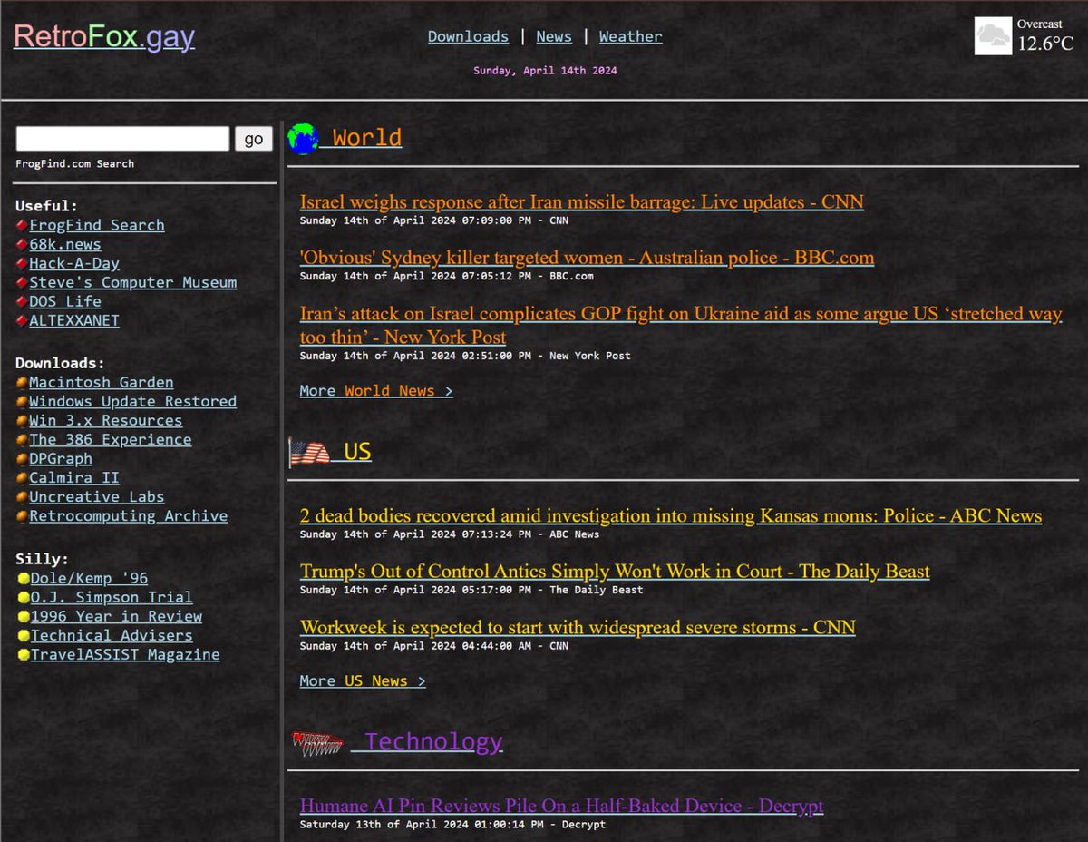 The new RetroFox.gay homepage is done! V0.1! I probably missed a bunch of links, but it's a start! retrofox.gay