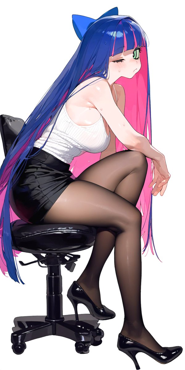 Who's going to treat the queen of sass? She's not wearing a sleeveless, white top with a square neckline, paired with a shiny black skirt that sits at mid-thigh length, sheer black pantyhose and black high-heeled shoes for nothing.