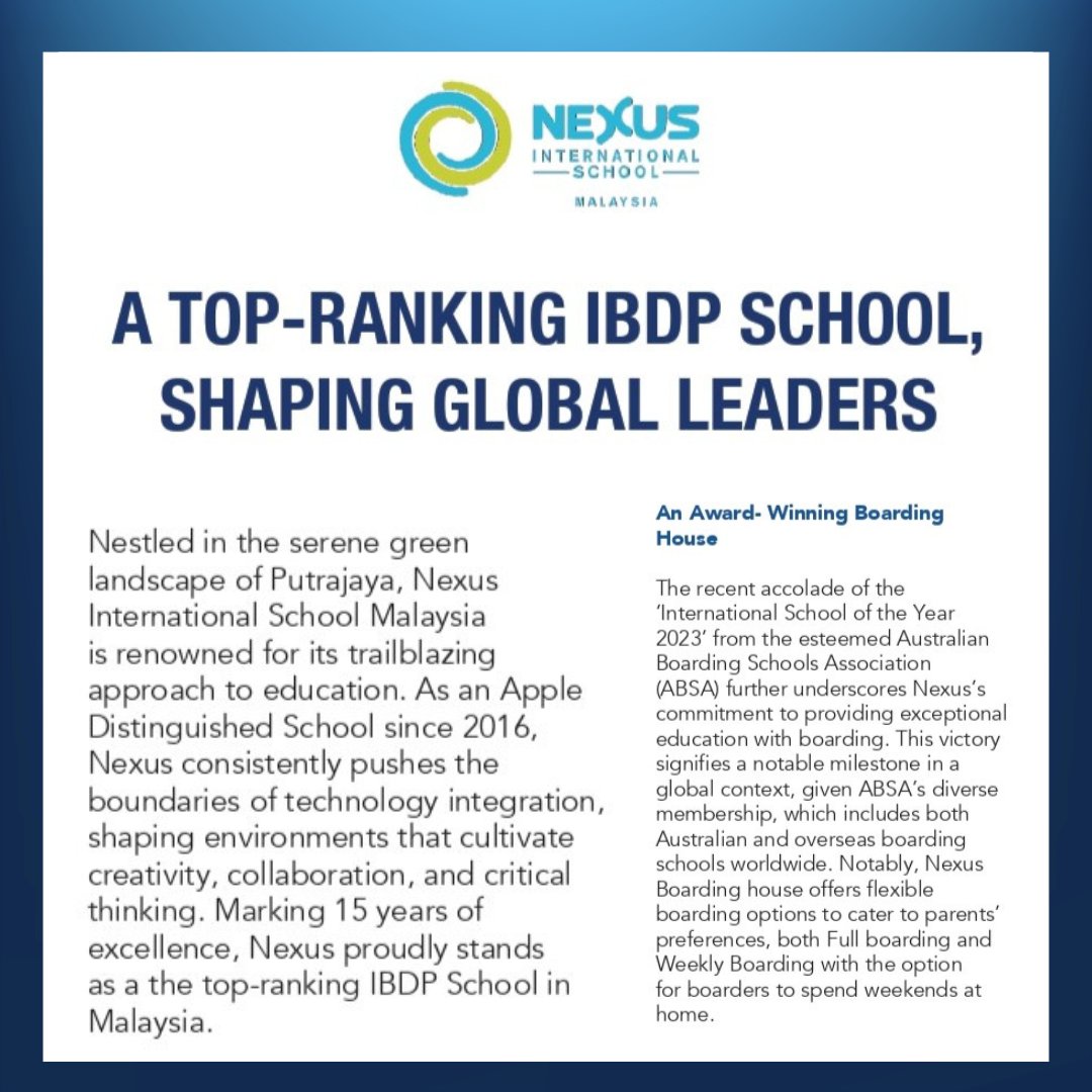 We're proud that our member, Nexus International School Malaysia, has earned the title of top-ranking IBDP School after 15 years of academic excellence. To read the full article, click here to download BMCC's Guide to UK Malaysian Education: lnkd.in/gBGzfpBt