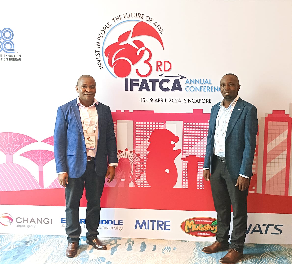 Uganda Air Traffic Controllers' Association, UGATCA represented by SATMO Tonny K Ssenkubuge and ATMS Sam Mugabi at the IFATCA Annual Conference of 2024 in Singapore.