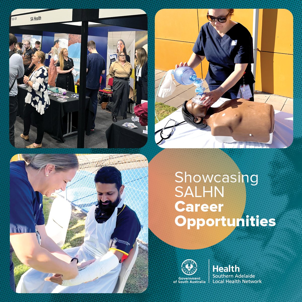 SALHN Ambassadors showcased the amazing careers available at SALHN attending the Aboriginal Careers Exploration Day & Adelaide Big Meet. Students & graduates were given an insight to the important work done by SALHN ED teams & discussed their studies & where it could take them.