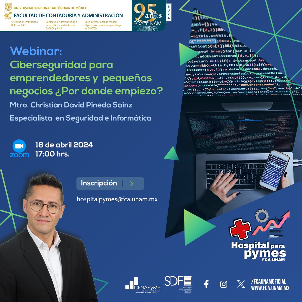 FCAUNAMOFICIAL's tweet photo. Webinar #Hospitalparapymes
Inscripciones👉 hospitalpymes@fca.unam.mx
Evento gratuito
Cupo limitado https://t.co/AdhZxwtrYz
