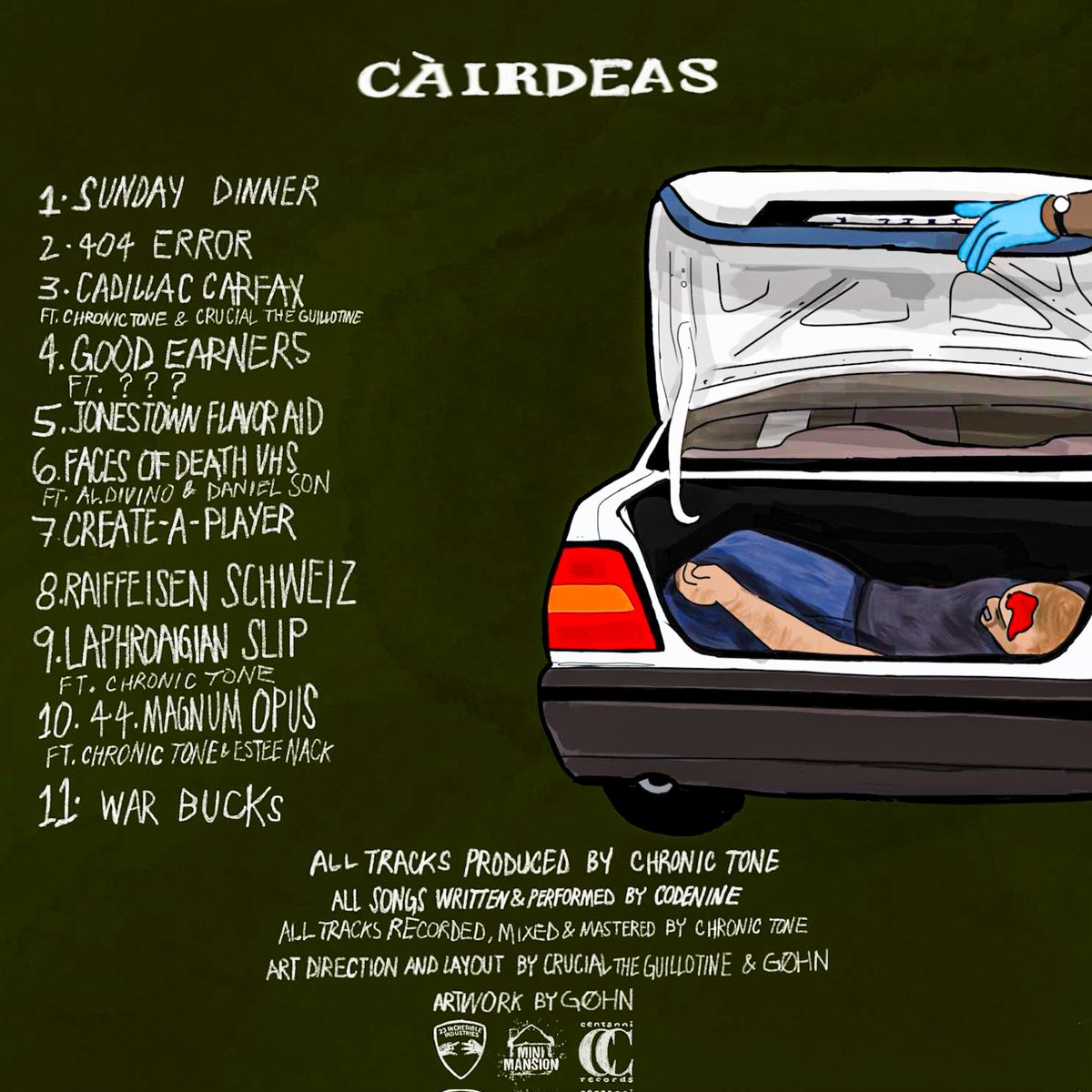 'CÀIRDEAS' CODENINE FULLY PRODUCED BY @ChronicTone ft. @CRUCIALG @DISSBBM @THEHIDDENCHARA1 @EsteeNack @prkoswv Art by GOHN chronictone.bandcamp.com/album/c-irdeas