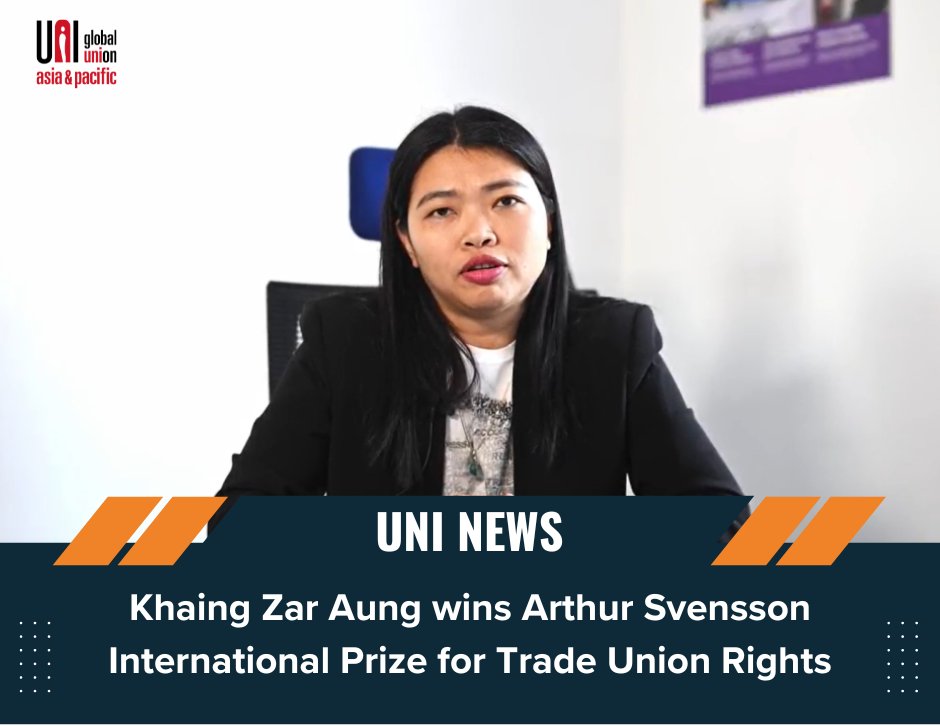 Exiled in 2021,🇲🇲@KhaingZarAung20 champions the country's trade unions movement globally. Her relentless activism opposes the military junta, rallying global support & urging corporations to disengage from Myanmar until democratic rule is restored✊ Read: bit.ly/4aQEWnt
