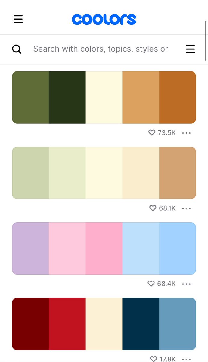 meiiyume's tweet image. ขออนุญาตแนะนำเพิ่มเติมค่ะะ เว็บนี้ก็ดีมากๆๆ Coolers coolors.co กดแรนด้อมพาเล็ตได้เลย ล็อคสีที่ชอบไว้ได้ หรือพาเล็ตสำเร็จรูปก็มี มีแนะนำสี color harmony จากสีที่เราเลือก (นี่ว่า Flexible กว่าตัว Color Supply) สำหรับสาย uxui อย่างเราเอาไว้เช็คคอนทราสของสีด้วยค่ะ