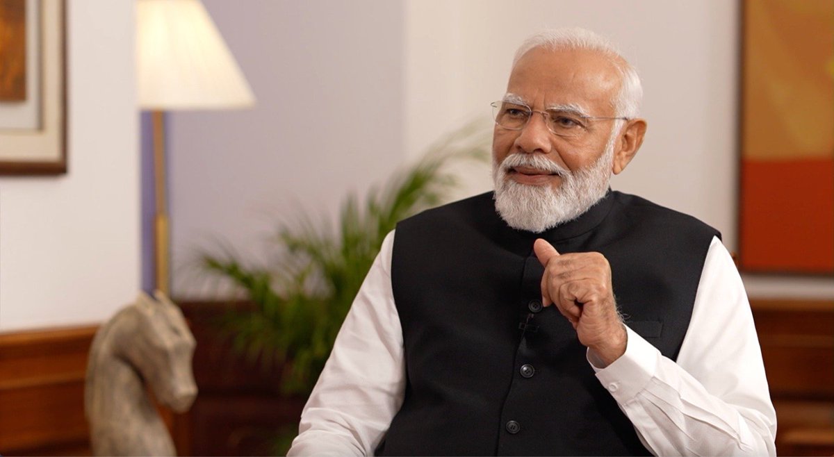 ANI's tweet photo. Coming Up later today (5:30PM): PM Narendra Modi's interview with ANI. The video interview will be released to all ANI subscribers. Run Time- 78 Minutes. https://t.co/yi05p4ag6i