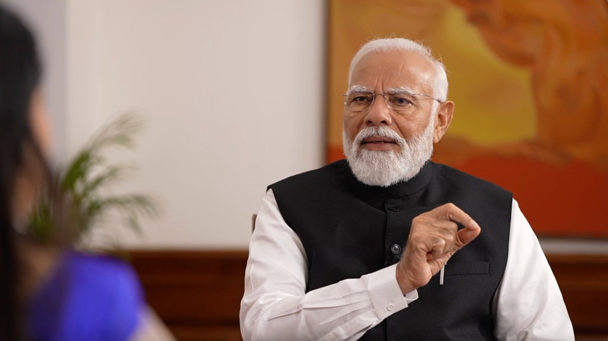 ANI's tweet photo. Coming Up later today (5:30PM): PM Narendra Modi's interview with ANI. The video interview will be released to all ANI subscribers. Run Time- 78 Minutes. https://t.co/yi05p4ag6i