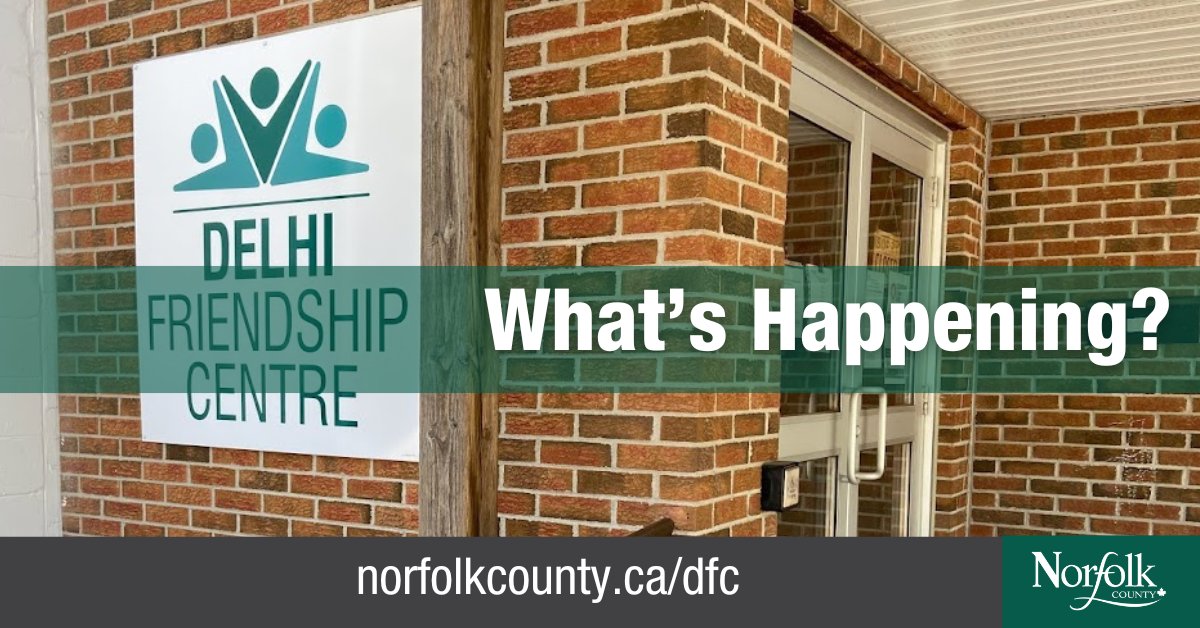 Come check out what's happening at the Delhi Friendship Centre this spring. norfolkcounty.ca/dfc The DFC offers recreational, social, and educational programs for seniors. Activities include games, crafts, and fitness programs.