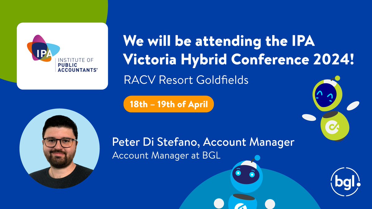 We're thrilled to announce that BGL will be attending the IPA Victoria Hybrid Conference 2024! Join BGL Account Manager, Peter Di Stefano from 18-19 April 2024 at the stunning RACV Goldfields Resort in Creswick. It's not too late to register - bit.ly/3JgprJI