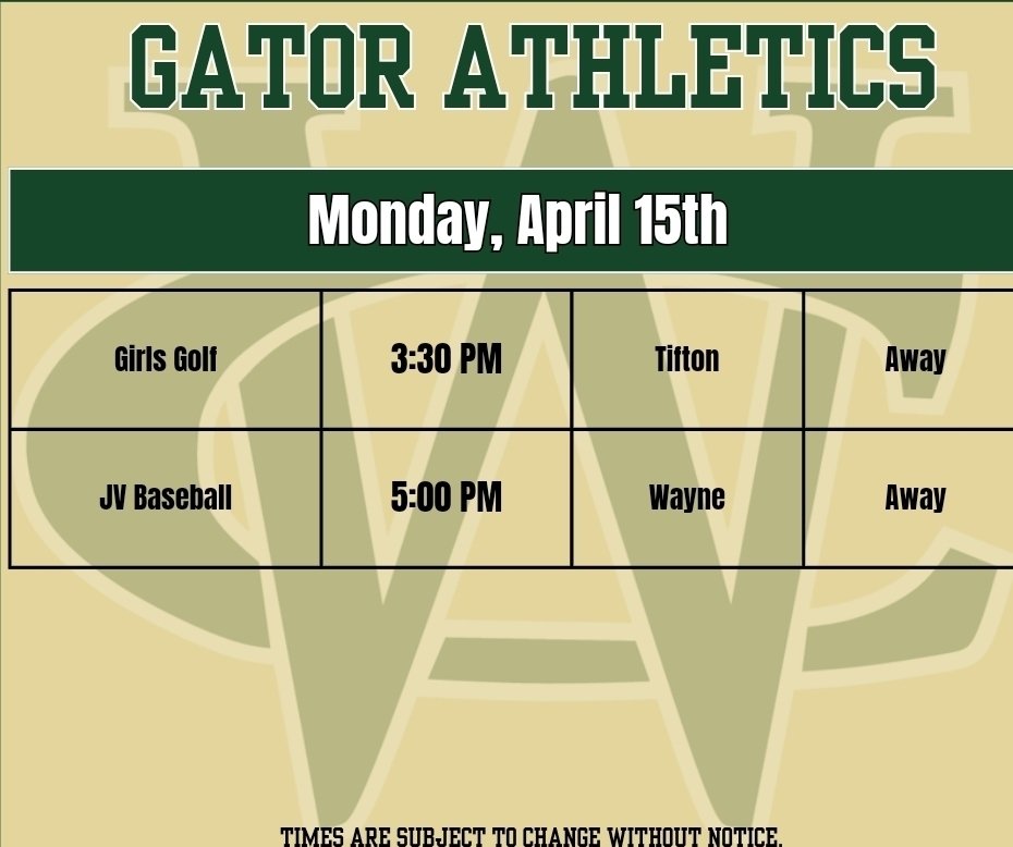 Athletic Events Monday 4/15/2024
