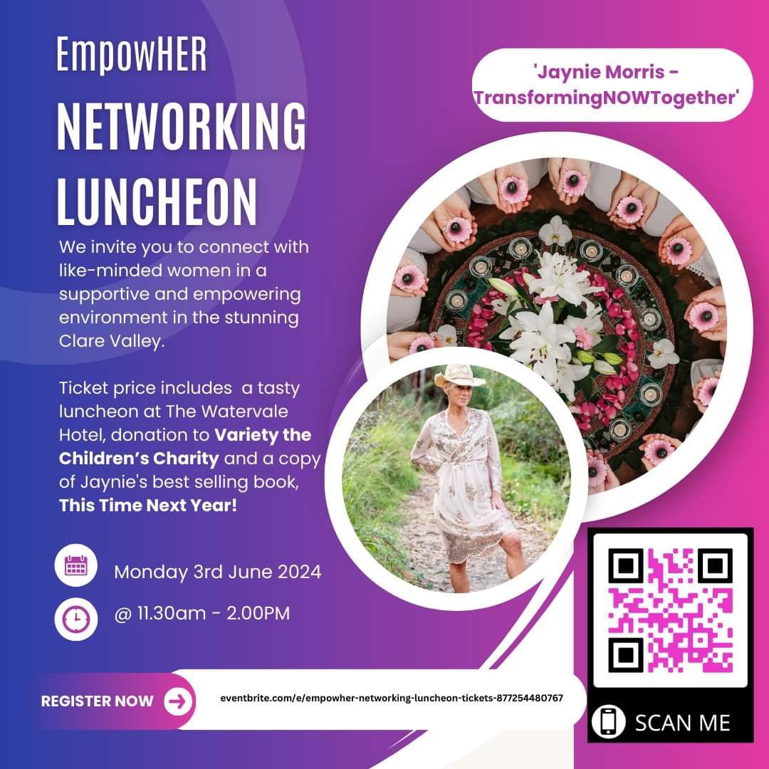 So honoured to be invited to Speak and looking forward to meeting so many new women in the @ClareValleySA region 💃 @SaVariety @VarietyClubSA @clare_business #womensnetworkevent #WomenEmpowerment #inspiringwomen #jayniemorris #empowerher #BusinessGrowth