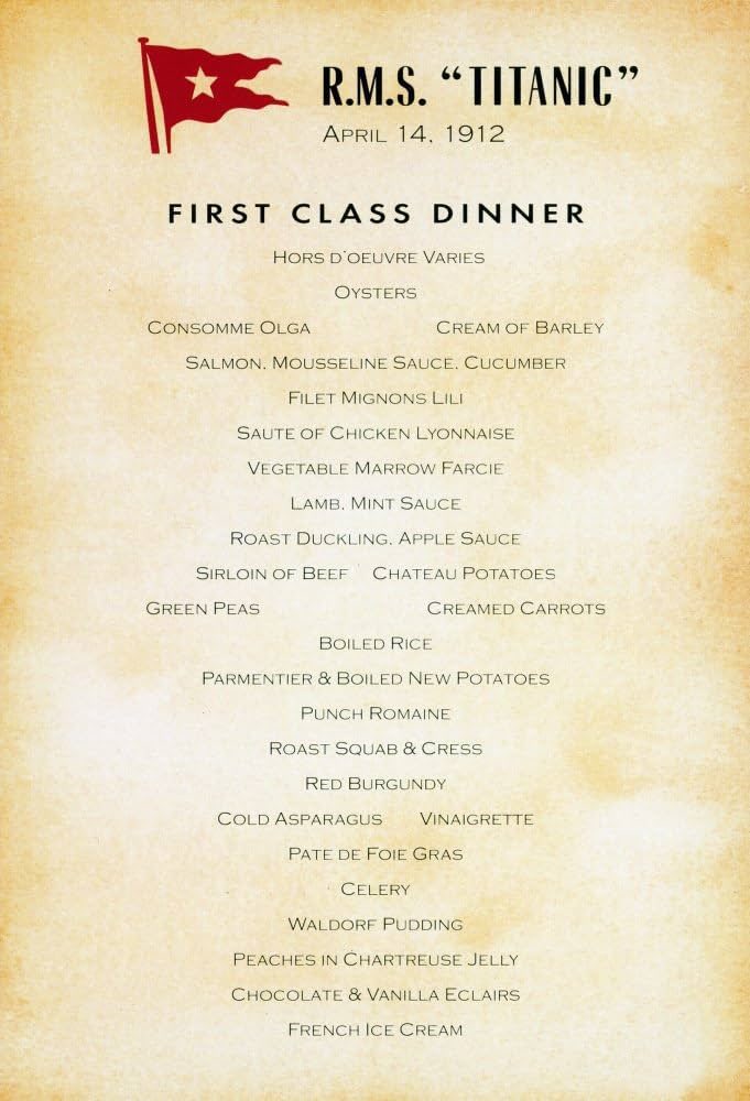 Morning. On this day 1912 the White Star liner #RMSTitanic sank with the loss of 1,500. On the centenary 12 years ago we went to a commemorative lunch at Comptons 🏳️‍🌈in Soho for a 6 course lunch (L) based on the dinner menu enjoyed by 1st class passengers (R) on 14 April 1912