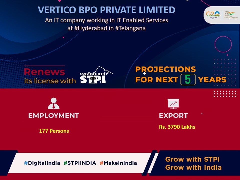 Congratulations M/s.VERTICO BPO PRIVATE LIMITED! for renewal of license #GrowWithSTPI #DigitalIndia #STPIINDIA #StartupIndia @GoI_MeitY
