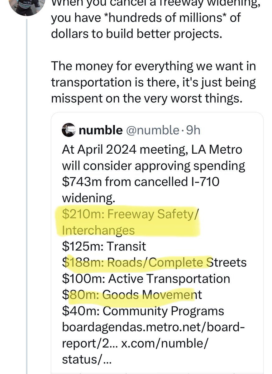 StreetsblogLA's tweet photo. @WarrenJWells This ~$480M is for “tear down homes, add more lanes” https://t.co/3YW7nopnDP