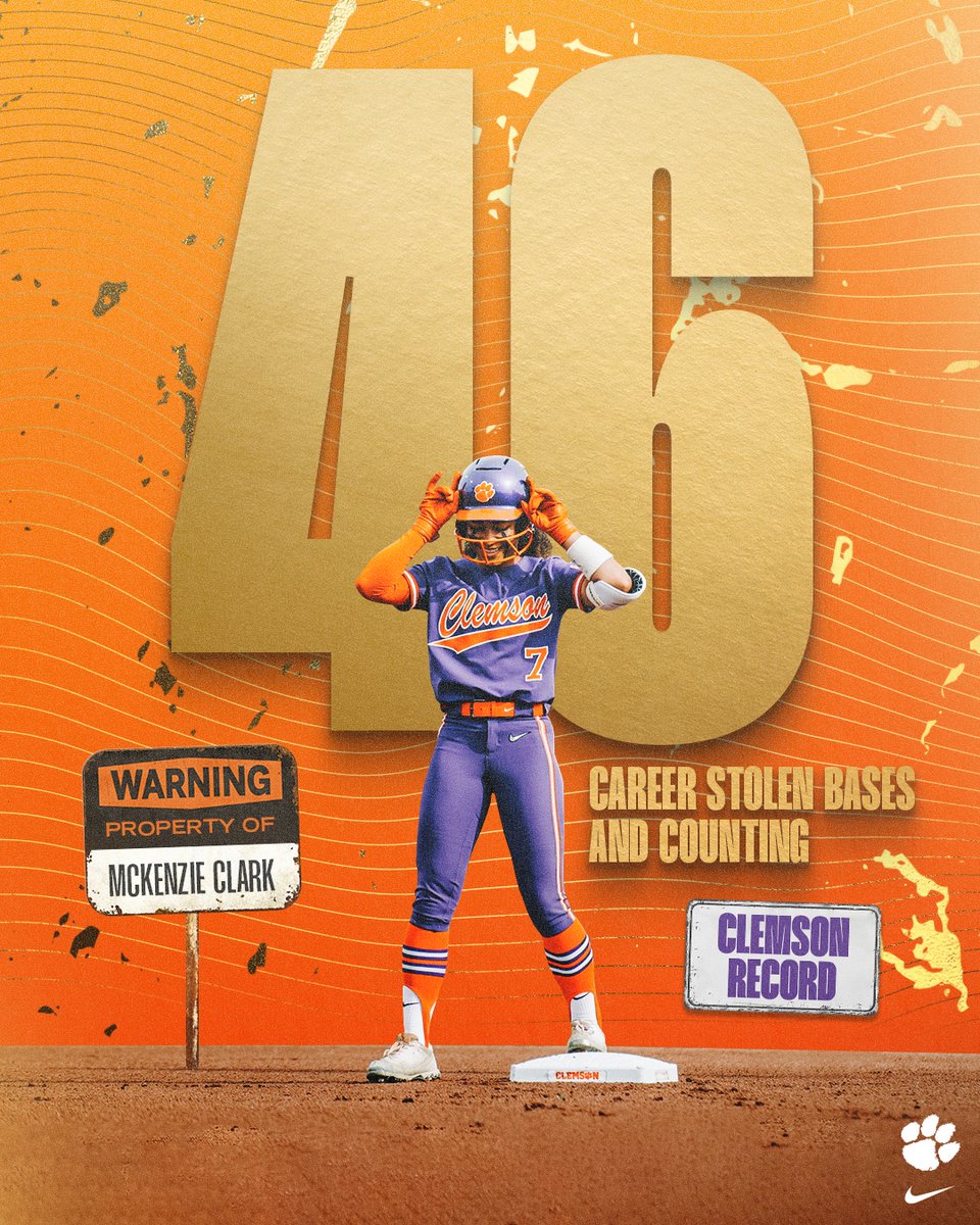 CROWN HER 👑 Following the Duke series, McKenzie Clark has set the record for most stolen bases by a Tiger, surpassing Carlee Shannon's career mark of 45 set in 2022!