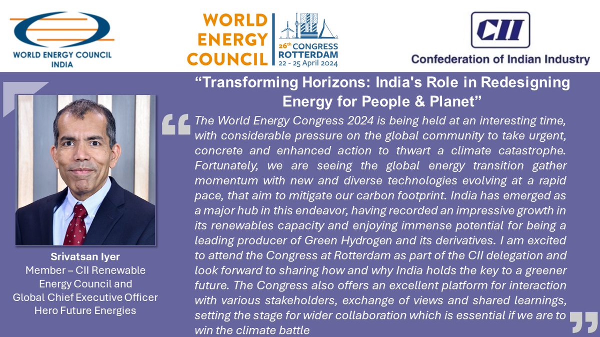 #CII_26thWorldEnergyCongress #RedesigningEnergy #WEC2024 @HeroFuture_HFE @wec_i @WECouncil @FollowCII