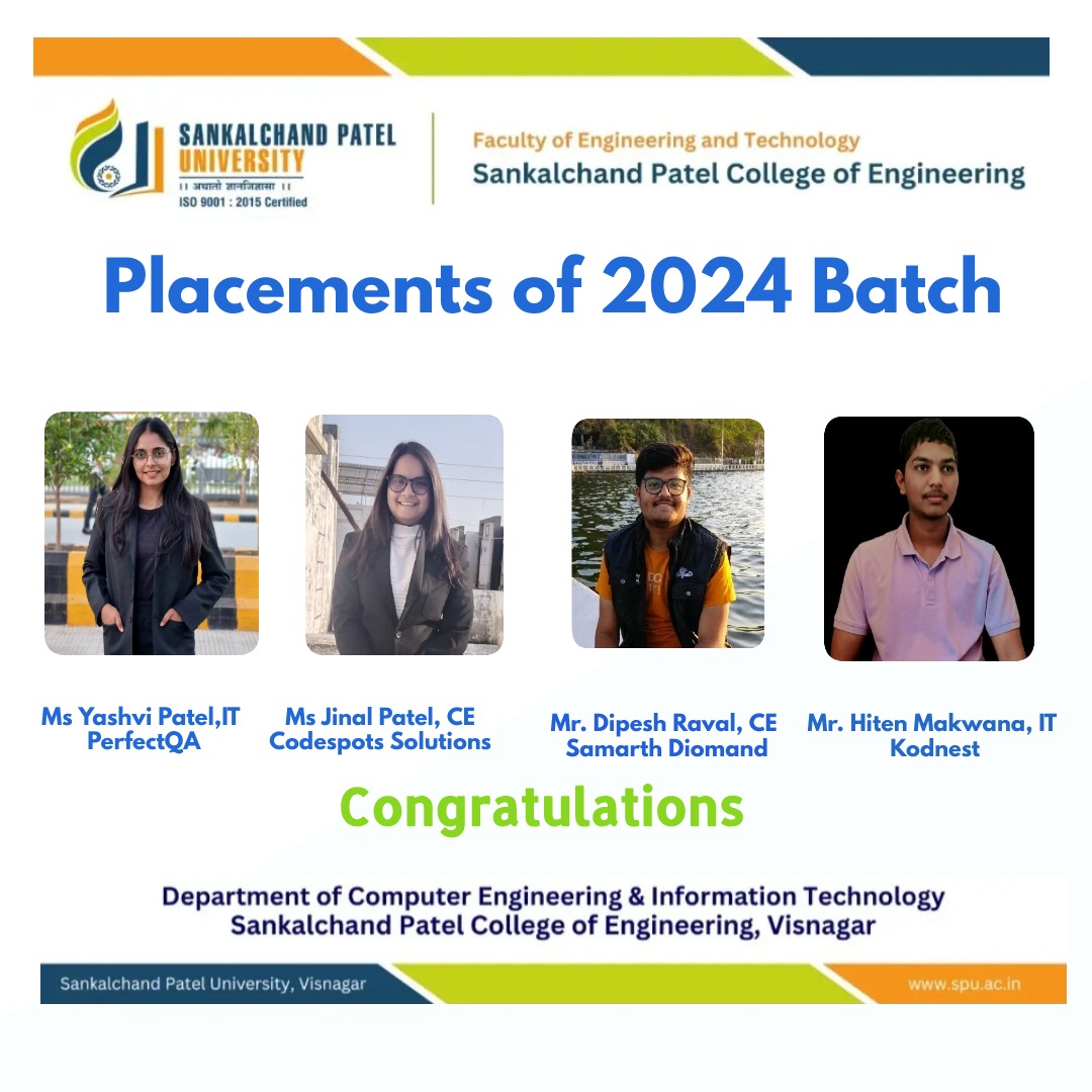 spuvsn's tweet image. #placements #Placement2024 #SankalchandPatelUniversity #computerengineering #informationtechnology #SPCE #engineering #students