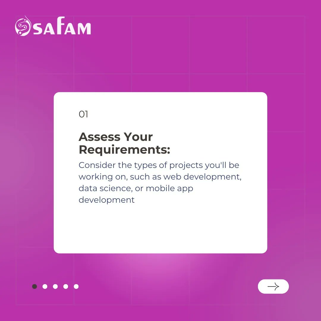 safamdigital_'s tweet image. As programming becomes increasingly vital in various fields, selecting the right laptop is crucial for smooth coding experiences. Here are five steps to guide you in choosing the ideal machine.

#ProgrammingEssentials
#CodingLaptops
#TechTips
#SmoothCoding
#TechGuidance
