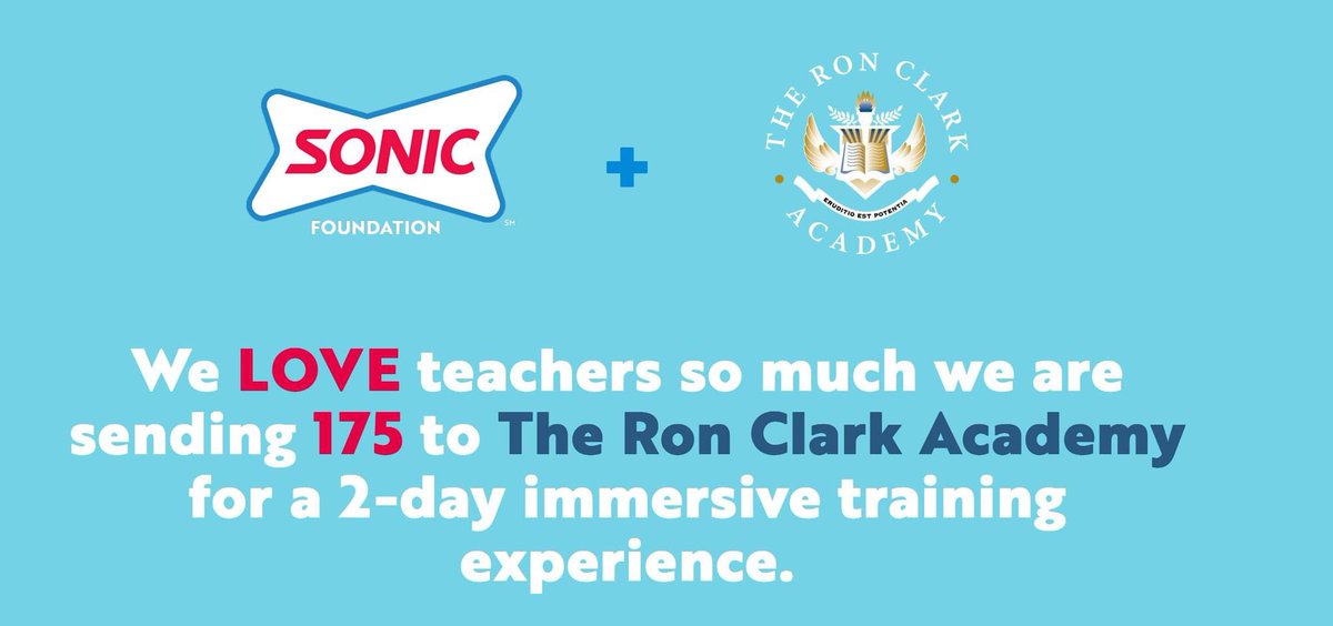 APPLICATIONS are open! It's time to apply for the SONIC Foundation scholarship to attend RCA EXP this Fall. Please share the wealth and send this to your principals, APs, and fellow teachers who have yet to experience RCA! Here's the link to apply: foundation.sonicdrivein.com/teacherdevelop…