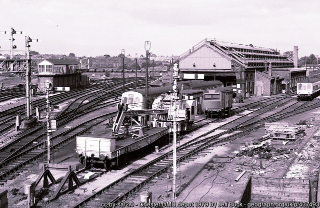 Picture of the Day from #Chester 1979 #railway #depot #DMU #trains #tracks #blackandwhitephoto geograph.org.uk/p/437493 by Jeff Buck