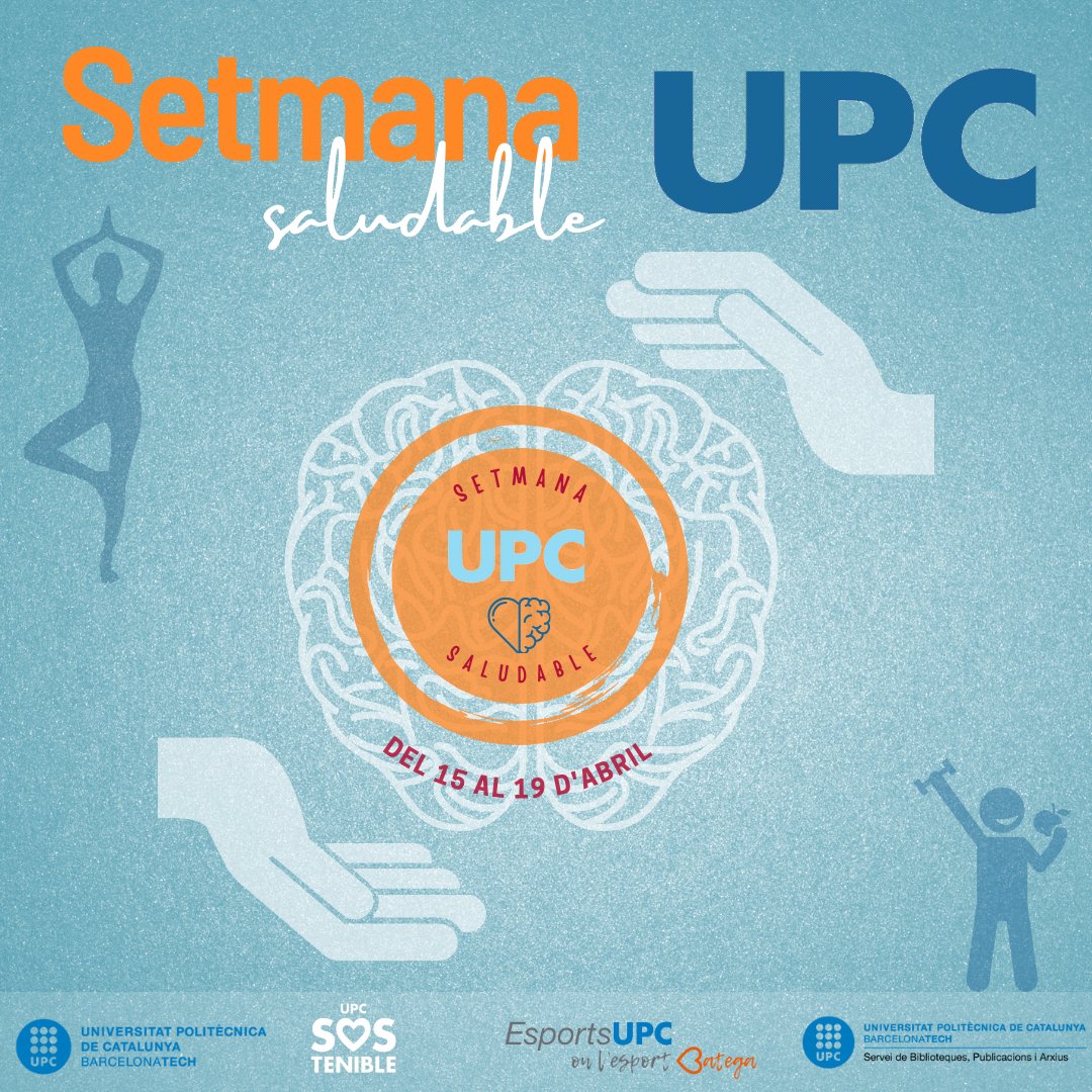 EsportsUPC's tweet photo. #SetmanaSaludableUPC I 💚Comença la #SetmanaSaludable a @la_upc...no t'ho perdis!🤸♀️🏋️♀️🧘♀️
📆del 15 al 19 d'abril
📝Consulta tot el programa d'activitats i inscriu-t'hi!: https://t.co/vP2lOu6rcD
Viu l'experiència de #fersalut amb nosaltres!🍏🌿💪
#EsportsUPC #moulaupc #upc https://t.co/A0FsbzqjTv