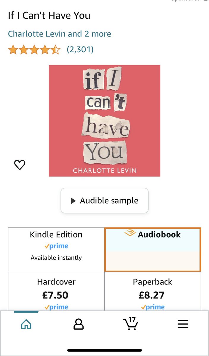Hello those with Audible! I’ve just noticed that IF I CAN’T HAVE is in the 2for1 sale! If you fancy giving it a go!