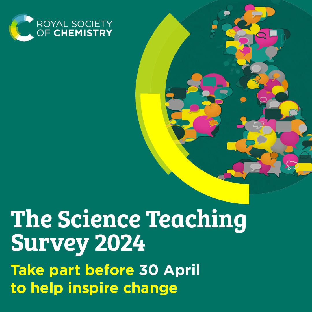 The Science Teaching Survey 2024, led by @roysocchem, closes 30th April. Make sure your experiences as an educator are represented. Your responses will help to inform policy changes and shape support for science teachers & technicians. Take the survey: buff.ly/3vlkn3o