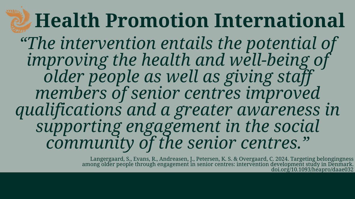 ⭐️ NEW at Health Promotion International 'This study is one of the first to develop an intervention specifically targeting psychosocial outcomes for older people with frailties.' Read: doi.org/10.1093/heapro… @1RhiannonEvans @andreasen001 @CharlotteOverg2