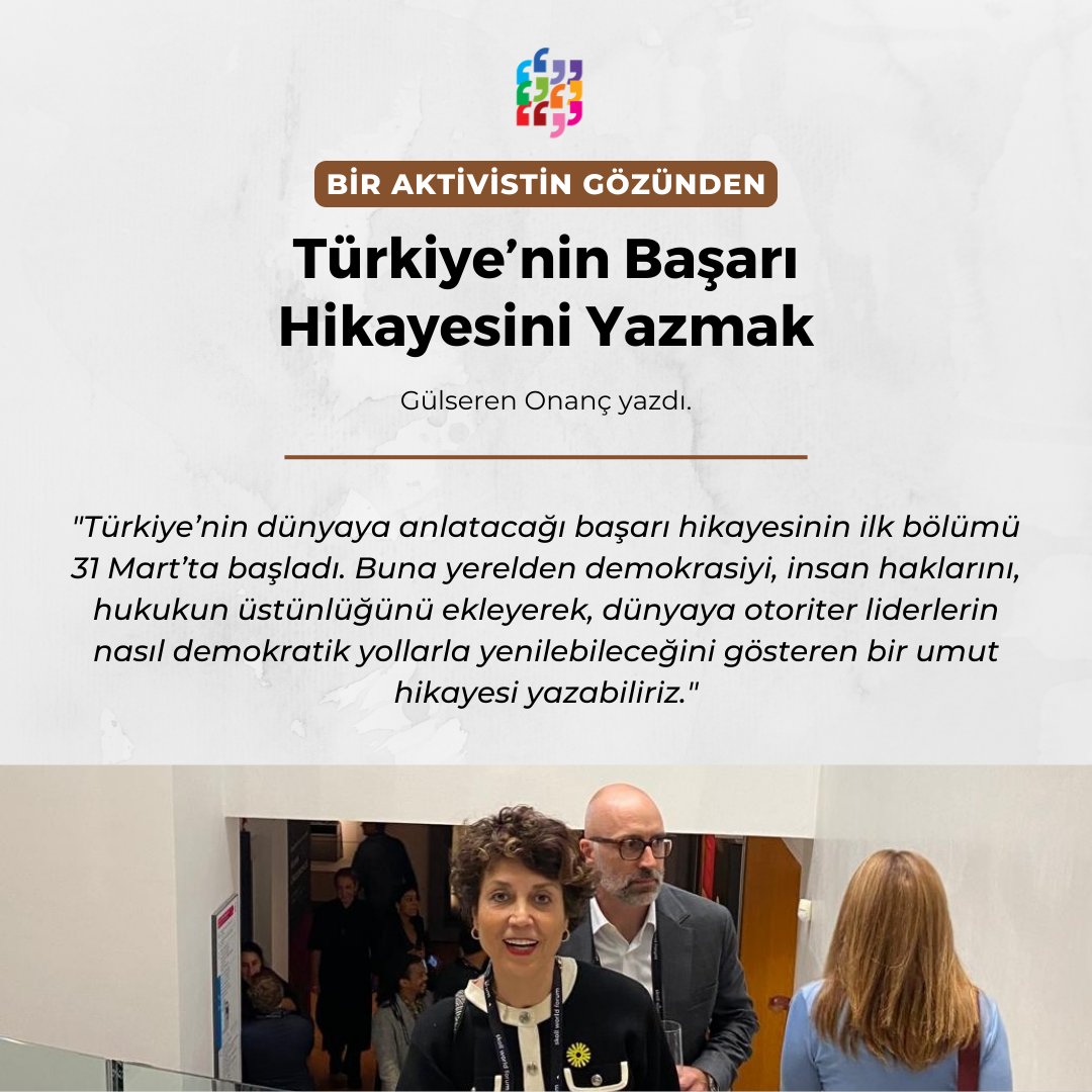 🗣️ 'Türkiye’nin dünyaya anlatacağı başarı hikayesinin ilk bölümü 31 Mart’ta başladı. Buna yerelden demokrasiyi, insan haklarını, hukukun üstünlüğünü ekleyerek, dünyaya otoriter liderlerin nasıl demokratik yollarla yenilebileceğini gösteren bir umut hikayesi yazabiliriz.' SES…