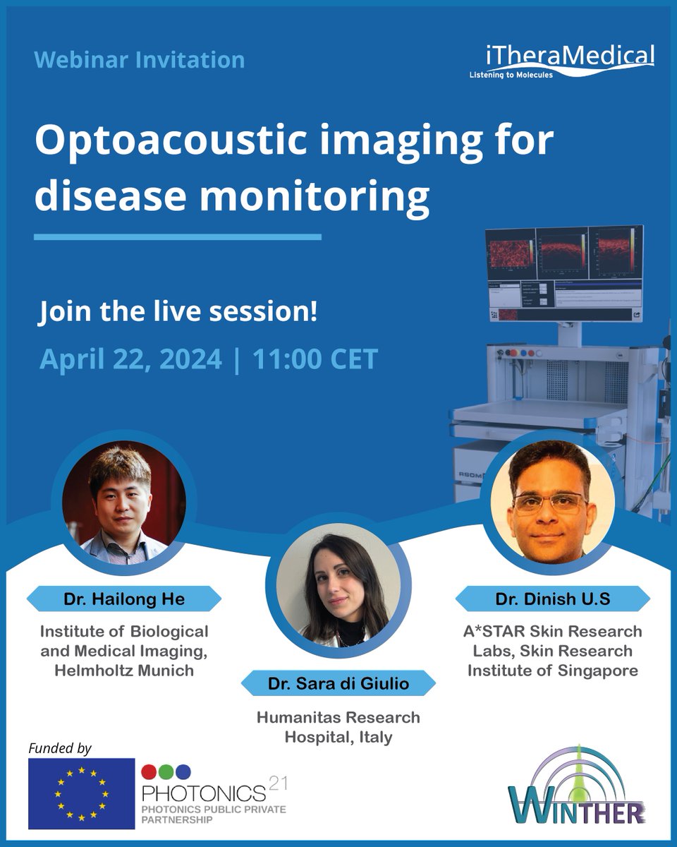 🗓️SAVE the DATE! 22 April at 11:00 CET 👉#WINTHER Webinar about fast #optoacoustic mesoscopy #RSOM applications for disease monitoring