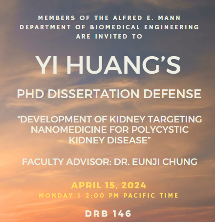 Yi's PhD Dissertation Defense is tomorrow! 🥹

Development of Kidney Targeting Nanomedicine for Polycystic Kidney Disease

(DM for zoom link)