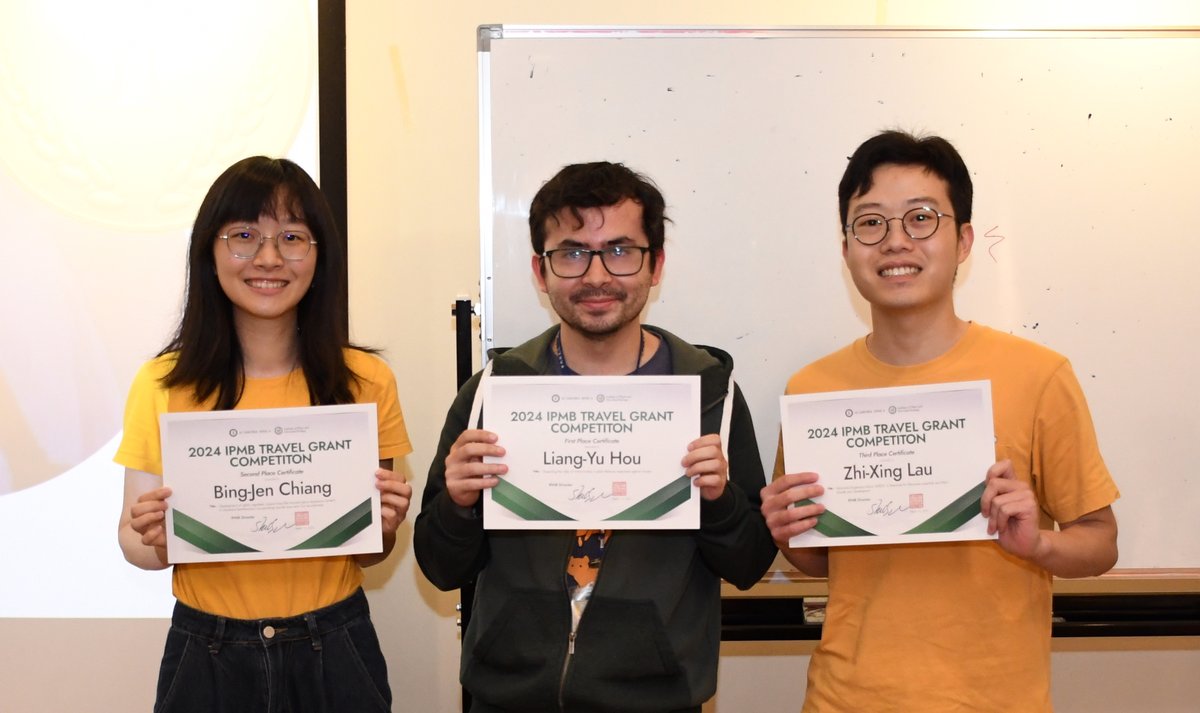 IPMB Academia Sinica (中研院植微所) (@ipmbsinica) on Twitter photo Congratulations to the winners of 2024 <a href="/IPMBSinica/">IPMB Academia Sinica (中研院植微所)</a> Travel Grant!
1st place: Dr. Liang-Yu Hou (侯良諭)
2nd place: Ms. BingJen Chiang (江秉真)
3rd place: Mr. Zhi Xing Lau (劉治杏) Congratulations to the winners of 2024 <a href="/IPMBSinica/">IPMB Academia Sinica (中研院植微所)</a> Travel Grant!
1st place: Dr. Liang-Yu Hou (侯良諭)
2nd place: Ms. BingJen Chiang (江秉真)
3rd place: Mr. Zhi Xing Lau (劉治杏)
